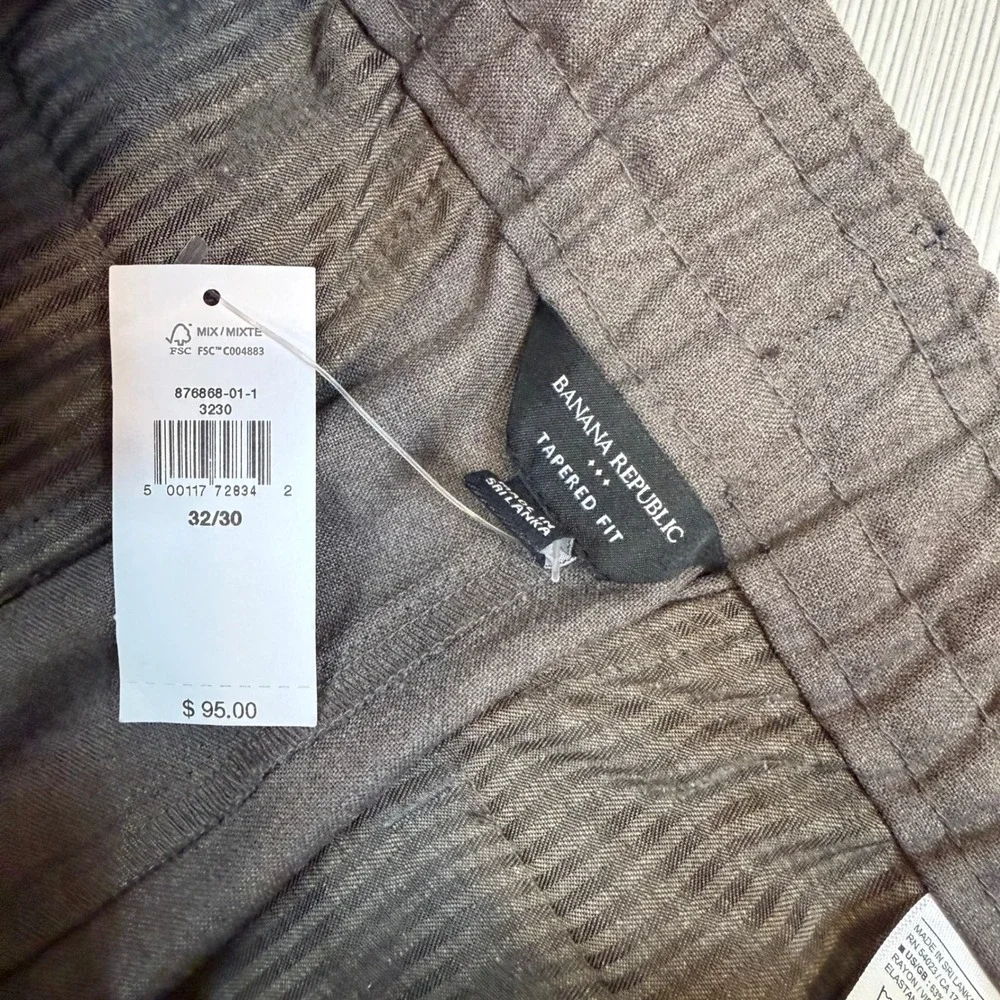 Banana Republic Tapered Fit Herringbone Drawstring Pants 32x26 NWT 876868 READ